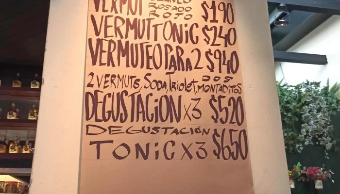 Vermuteria Menu - Montevideo