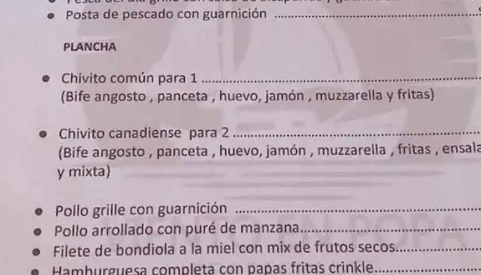 Viento En Popa Restaurante -  Menu - Montevideo