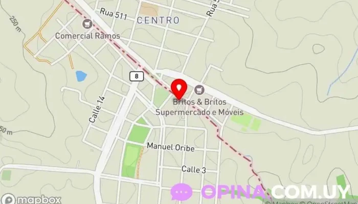 mapa de Viviendas de Mevir. Complejo de viviendas en Aceguá