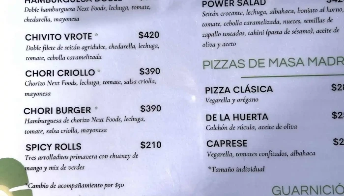 Vrote -  Menu - Montevideo
