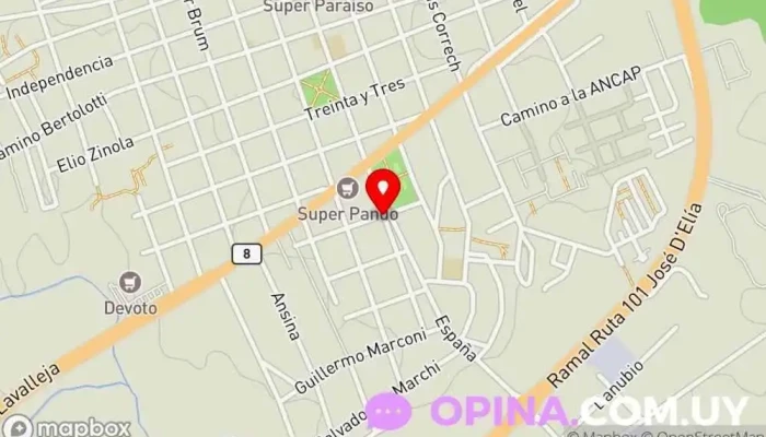 mapa de Wilson Ferreira Aldunate 1302, 15600 Pando, Departamento de Canelones  en Pando