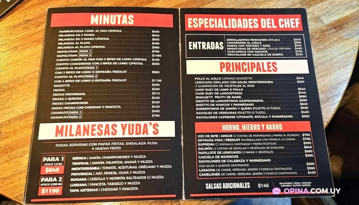 Yudas Restobar Menu - Ciudad de la Costa